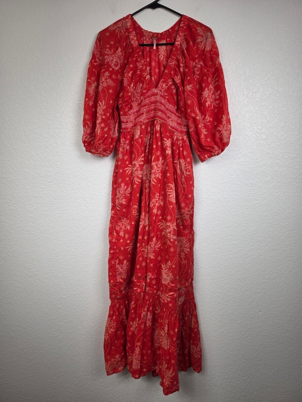 Free People Red Floral Maxi Dress Size XS